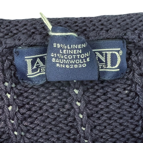 Lands End Navy Linen Cotton Rib Knit Sweater | M NWT - Picture 7 of 9